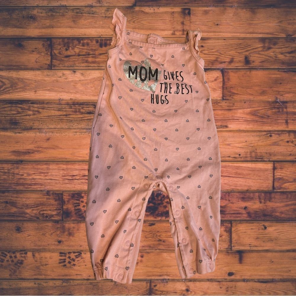 5 for $25🔥9M Carters "Mom Gives The Best‎ Hugs" Pink Jumpsuit Romper